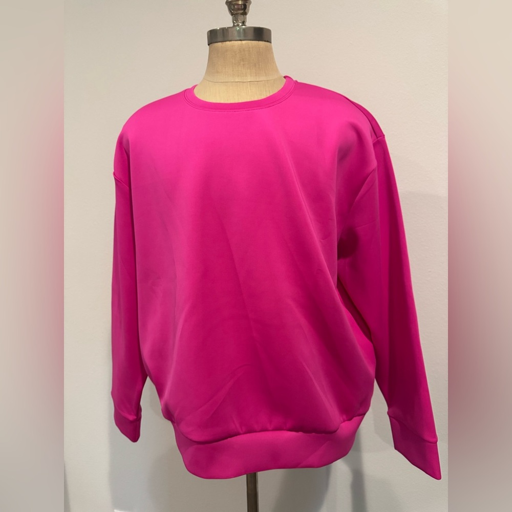 Good American Fuchsia Crew Neck Sweater